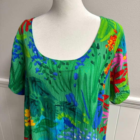 Jams World Hattie Short Sleeve Mini Tiered Dress Sea Flower Extra Large XL - Picture 4 of 12